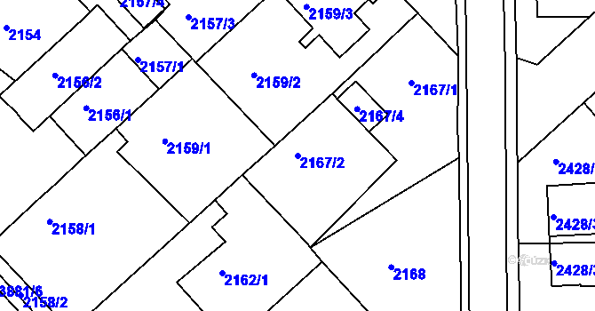 Parcela st. 2167/2 v KÚ Turnov, Katastrální mapa