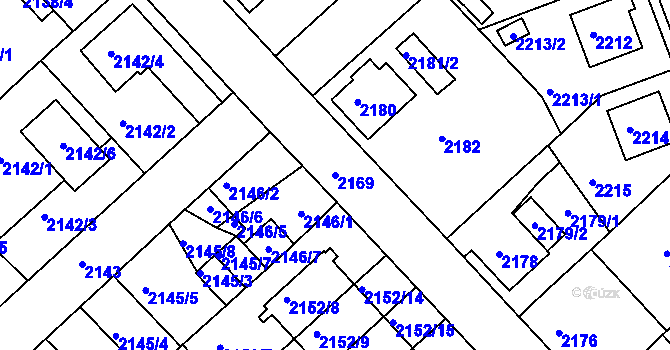 Parcela st. 2169 v KÚ Turnov, Katastrální mapa