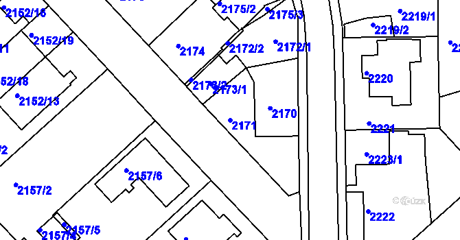 Parcela st. 2171 v KÚ Turnov, Katastrální mapa