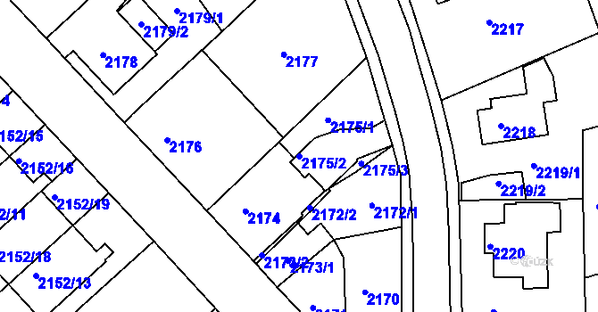 Parcela st. 2175/2 v KÚ Turnov, Katastrální mapa