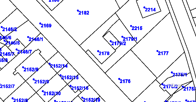 Parcela st. 2178 v KÚ Turnov, Katastrální mapa