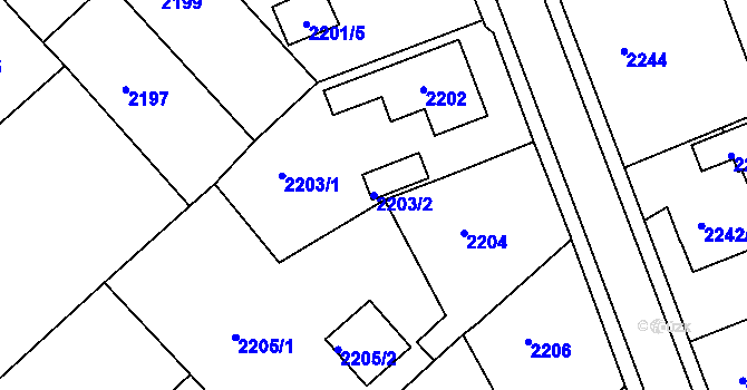 Parcela st. 2203/2 v KÚ Turnov, Katastrální mapa