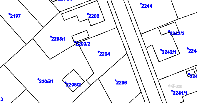 Parcela st. 2204 v KÚ Turnov, Katastrální mapa