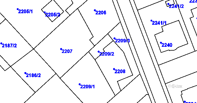 Parcela st. 2209/2 v KÚ Turnov, Katastrální mapa