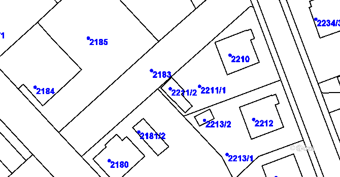 Parcela st. 2211/2 v KÚ Turnov, Katastrální mapa