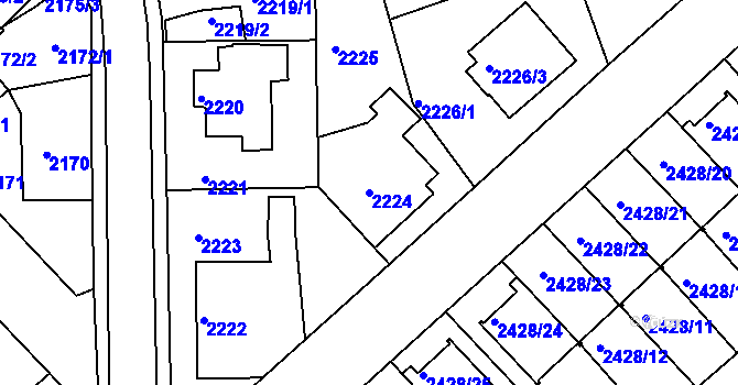 Parcela st. 2224 v KÚ Turnov, Katastrální mapa