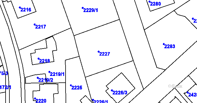 Parcela st. 2227 v KÚ Turnov, Katastrální mapa