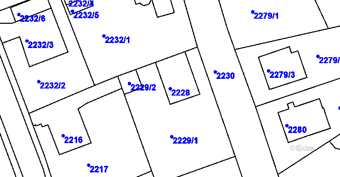 Parcela st. 2228 v KÚ Turnov, Katastrální mapa
