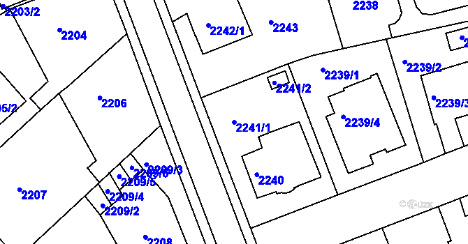 Parcela st. 2241/1 v KÚ Turnov, Katastrální mapa