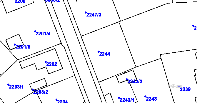 Parcela st. 2244 v KÚ Turnov, Katastrální mapa