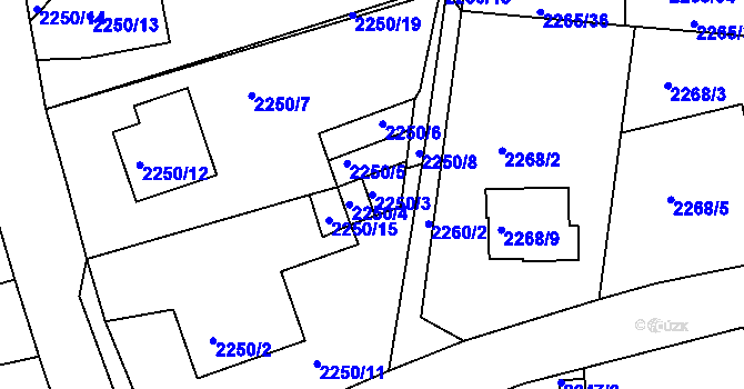Parcela st. 2250/3 v KÚ Turnov, Katastrální mapa