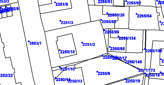 Parcela st. 2251/2 v KÚ Turnov, Katastrální mapa