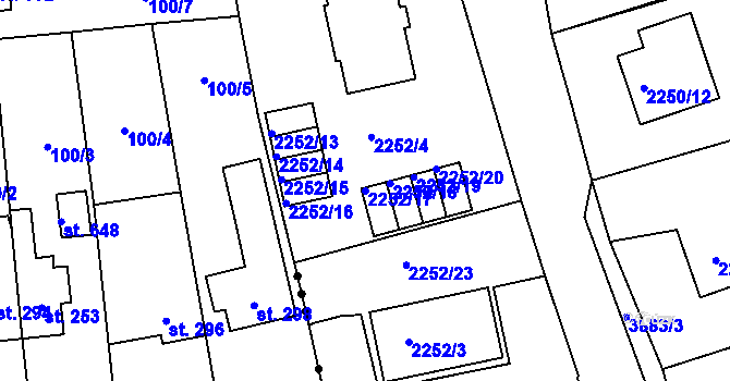 Parcela st. 2252/17 v KÚ Turnov, Katastrální mapa