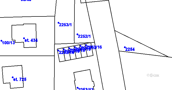 Parcela st. 2253/16 v KÚ Turnov, Katastrální mapa