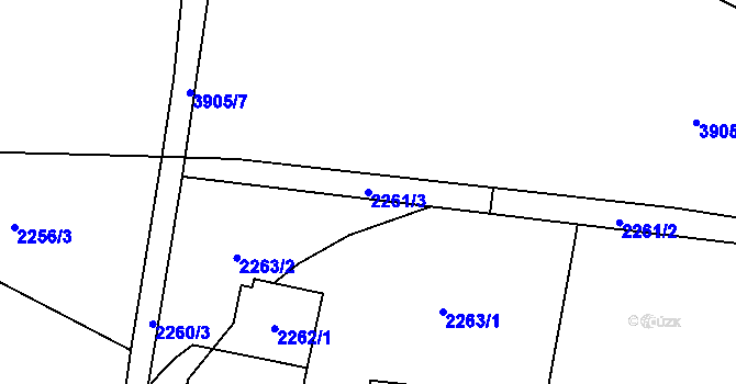 Parcela st. 2261/3 v KÚ Turnov, Katastrální mapa