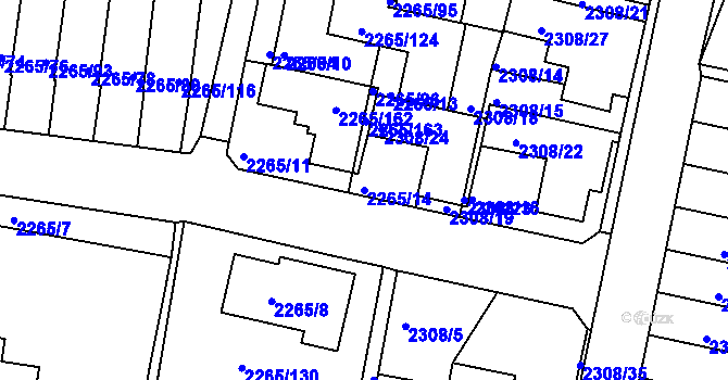 Parcela st. 2265/14 v KÚ Turnov, Katastrální mapa