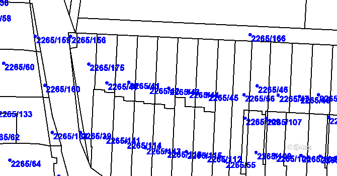 Parcela st. 2265/43 v KÚ Turnov, Katastrální mapa
