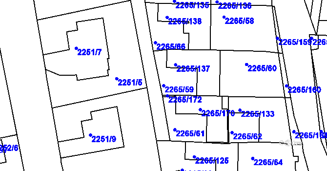 Parcela st. 2265/59 v KÚ Turnov, Katastrální mapa