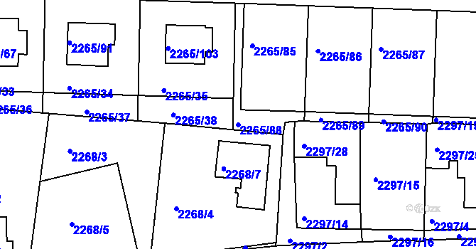 Parcela st. 2265/88 v KÚ Turnov, Katastrální mapa