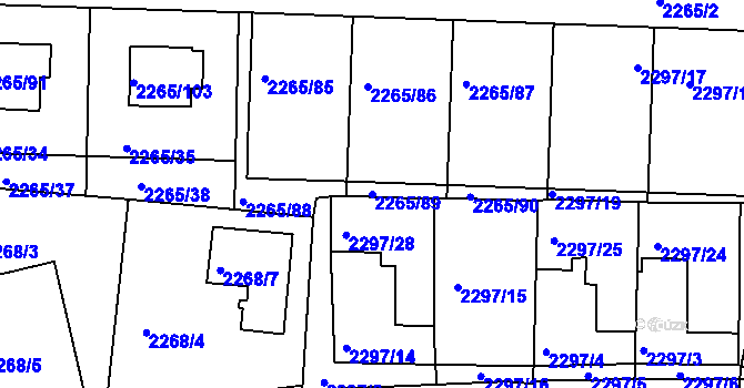 Parcela st. 2265/89 v KÚ Turnov, Katastrální mapa