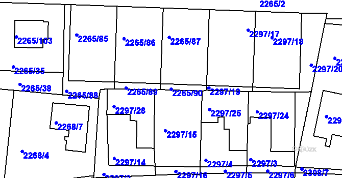 Parcela st. 2265/90 v KÚ Turnov, Katastrální mapa
