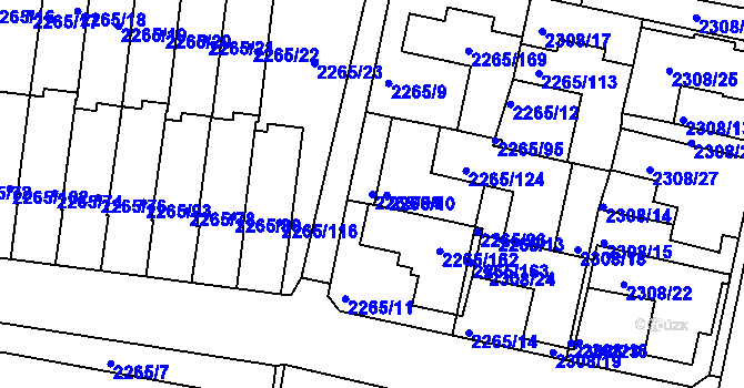 Parcela st. 2265/94 v KÚ Turnov, Katastrální mapa