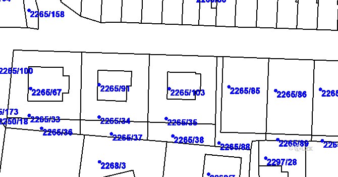Parcela st. 2265/103 v KÚ Turnov, Katastrální mapa