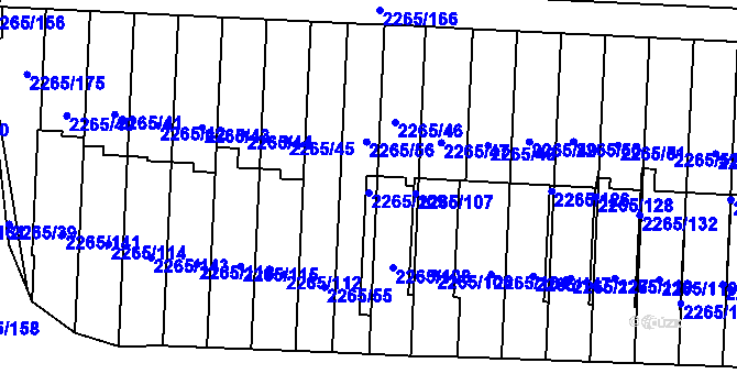 Parcela st. 2265/109 v KÚ Turnov, Katastrální mapa