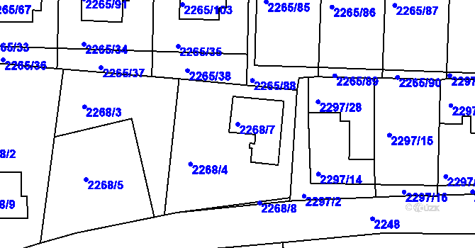 Parcela st. 2268/7 v KÚ Turnov, Katastrální mapa
