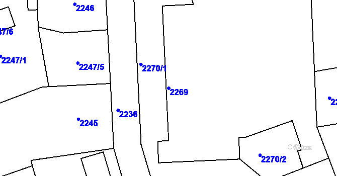 Parcela st. 2269 v KÚ Turnov, Katastrální mapa