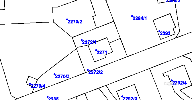 Parcela st. 2271 v KÚ Turnov, Katastrální mapa