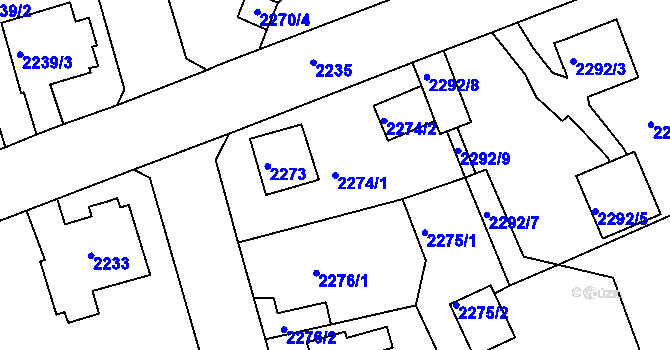 Parcela st. 2274/1 v KÚ Turnov, Katastrální mapa