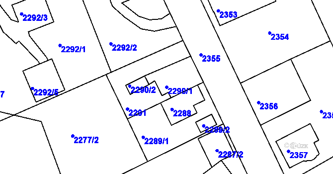 Parcela st. 2290/1 v KÚ Turnov, Katastrální mapa