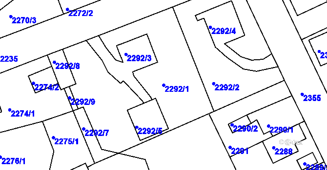 Parcela st. 2292/1 v KÚ Turnov, Katastrální mapa