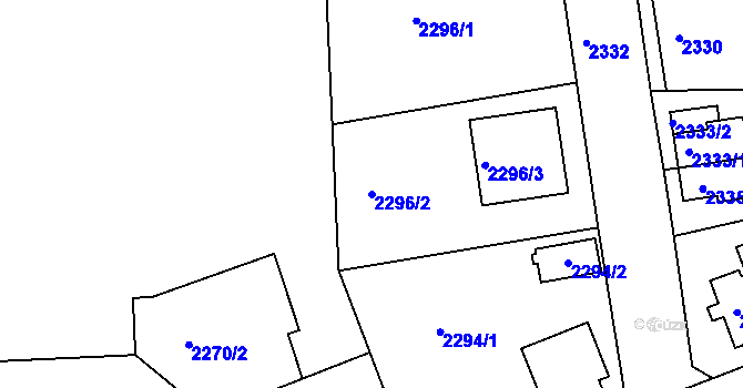 Parcela st. 2296/2 v KÚ Turnov, Katastrální mapa