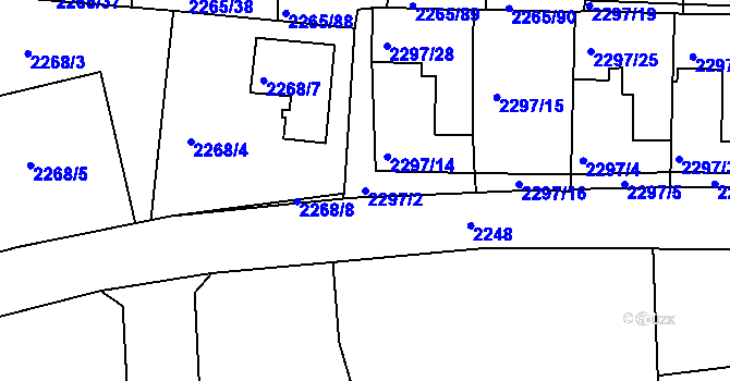 Parcela st. 2297/2 v KÚ Turnov, Katastrální mapa