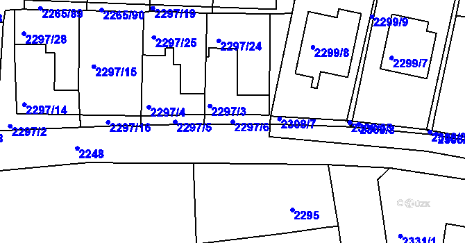 Parcela st. 2297/6 v KÚ Turnov, Katastrální mapa