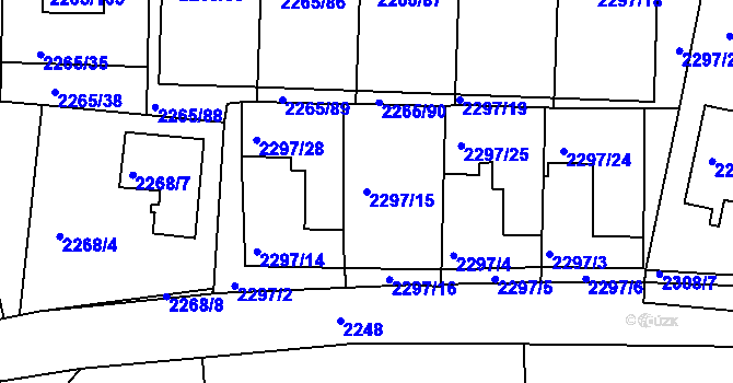 Parcela st. 2297/15 v KÚ Turnov, Katastrální mapa