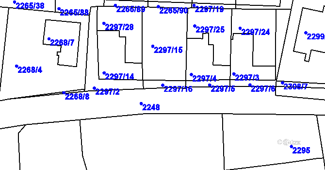 Parcela st. 2297/16 v KÚ Turnov, Katastrální mapa