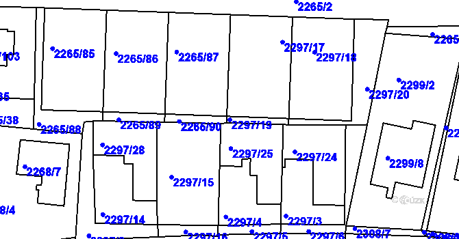 Parcela st. 2297/19 v KÚ Turnov, Katastrální mapa