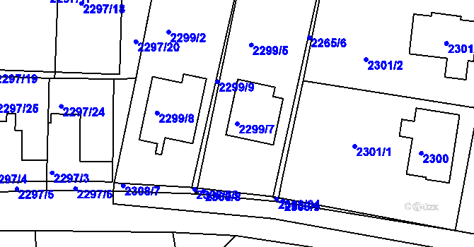 Parcela st. 2299/7 v KÚ Turnov, Katastrální mapa