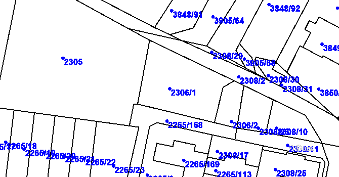 Parcela st. 2306/1 v KÚ Turnov, Katastrální mapa