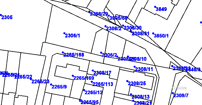 Parcela st. 2306/2 v KÚ Turnov, Katastrální mapa