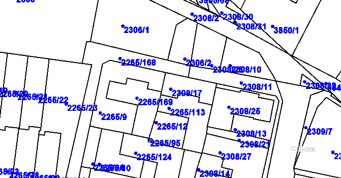 Parcela st. 2308/17 v KÚ Turnov, Katastrální mapa