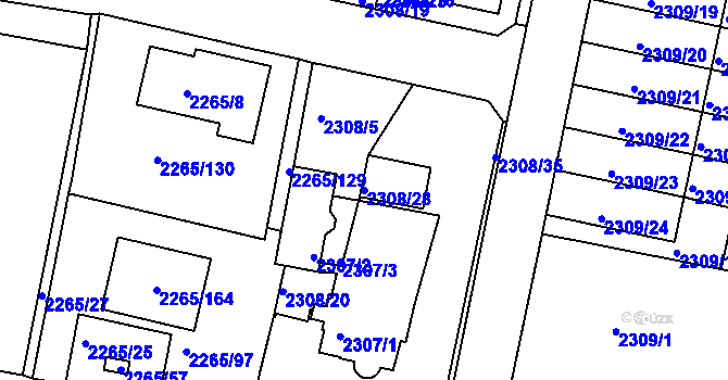 Parcela st. 2308/28 v KÚ Turnov, Katastrální mapa