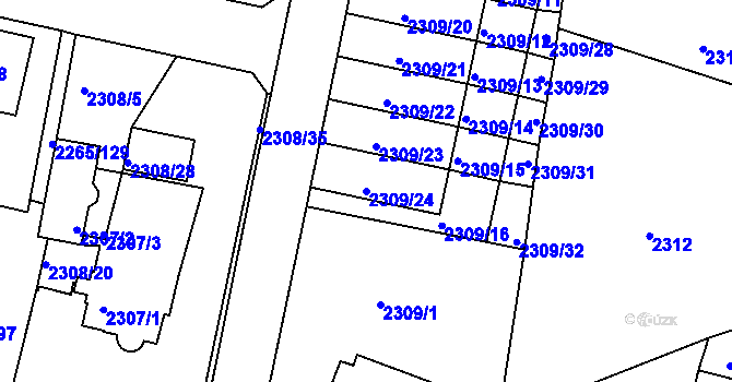 Parcela st. 2309/24 v KÚ Turnov, Katastrální mapa