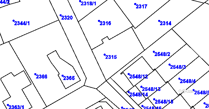 Parcela st. 2315 v KÚ Turnov, Katastrální mapa