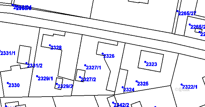 Parcela st. 2326 v KÚ Turnov, Katastrální mapa