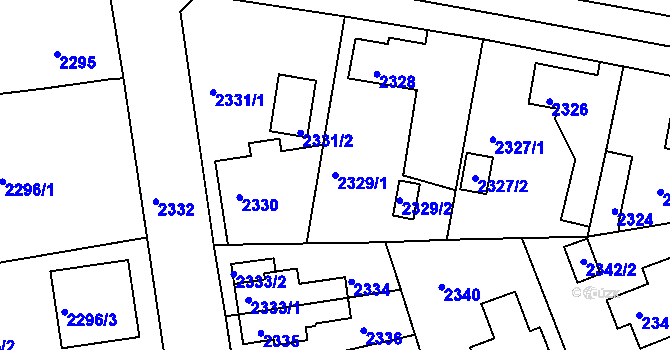Parcela st. 2329/1 v KÚ Turnov, Katastrální mapa
