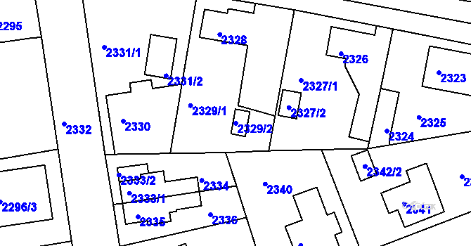 Parcela st. 2329/2 v KÚ Turnov, Katastrální mapa